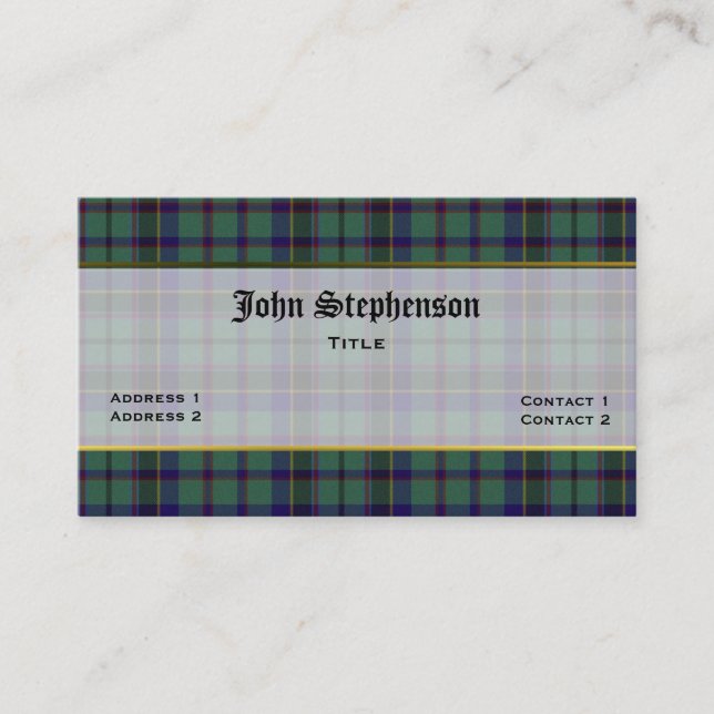 Colourful Stephenson Plaid Custom Business Card (Front)