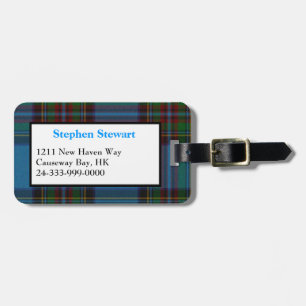 Colourful Stewart Tartan Plaid Luggage Tag