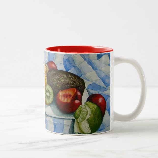 colourful still life picture of exotic fruit Two-Tone coffee mug (Right)