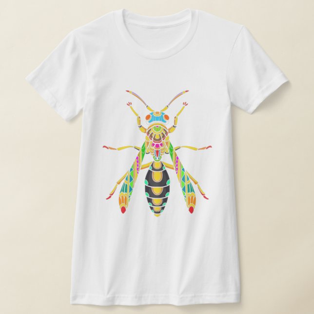 colourful-stinger-bee-mandala-arts-isolated-black- T-Shirt (Laydown)
