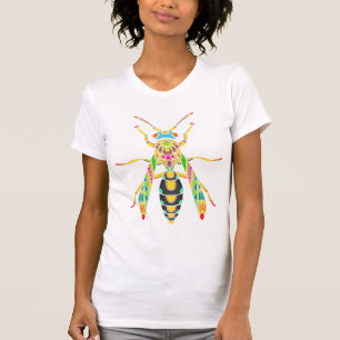 colourful-stinger-bee-mandala-arts-isolated-black- T-Shirt