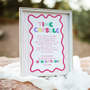 Colourful Stiped 1st Birthday Time Capsule Poster