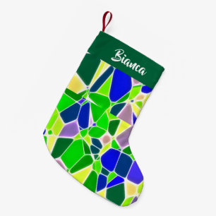 Colourful stone shapes small christmas stocking