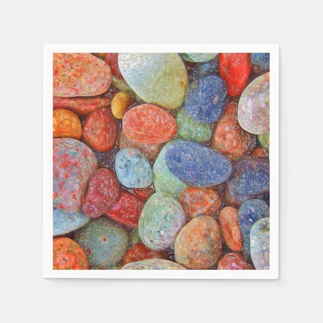 Colourful Stones, Pebbles, Rocks and Water Napkin (Front)