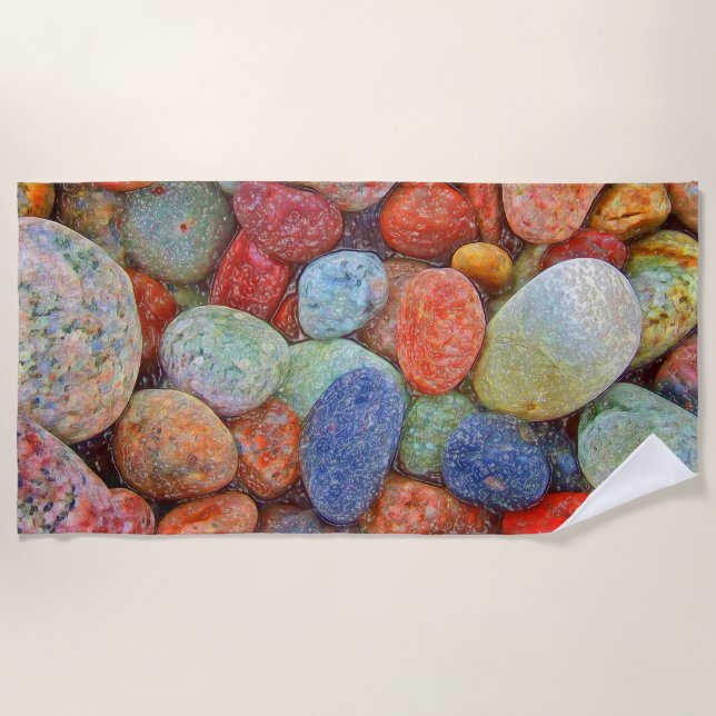 Colourful stones, pebbles, rocks beach towel (Front)