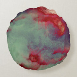 Colourful stormy clouds abstract brush stroke art round cushion