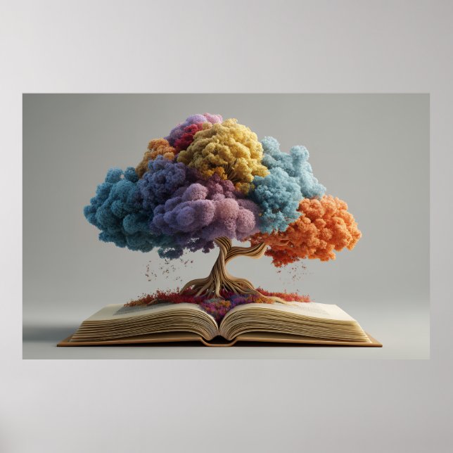 Colourful Storybook Tree Fantasy Bloom Poster (Front)