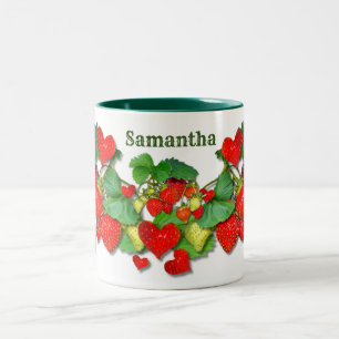 Colourful Strawberries personalised Custom Text Two-Tone Coffee Mug