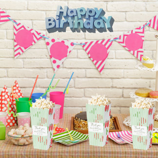 Colourful strawberry and greenery stripes Birthday Favour Box