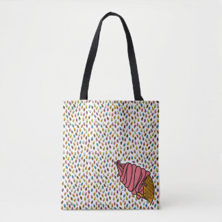 Colourful Strawberry Ice Cream Cone icecreamliciou Tote Bag