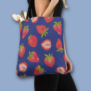 Colourful strawberry pattern tote bag