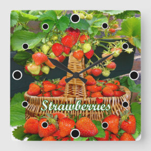 Colourful Strawberry Time Square Wall Clock