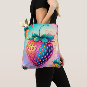 Colourful strawberry tote bag
