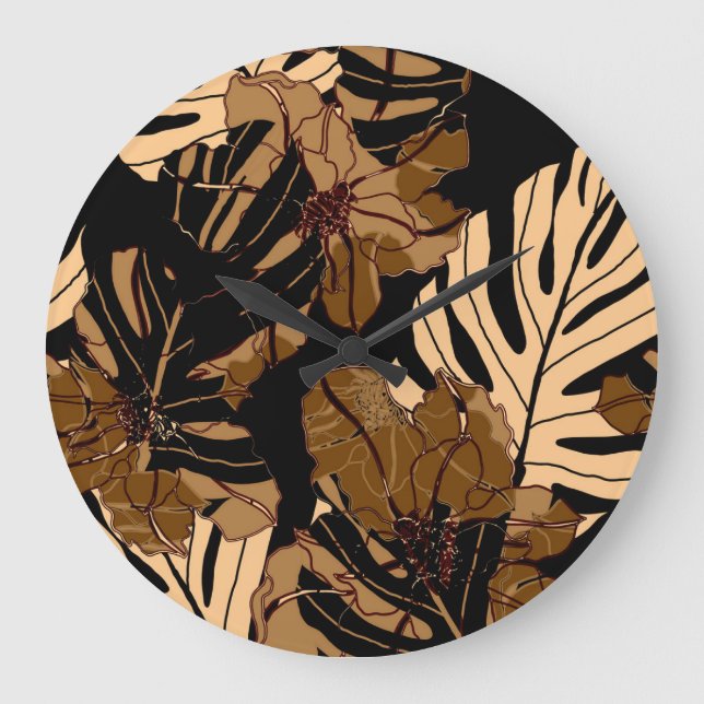 Colourful Strawberry: Watercolor Pink Peas Large Clock (Front)