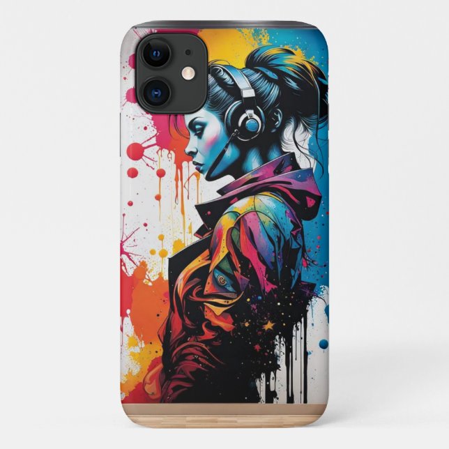 Colourful Street Art Portrait Case-Mate iPhone Case (Back)