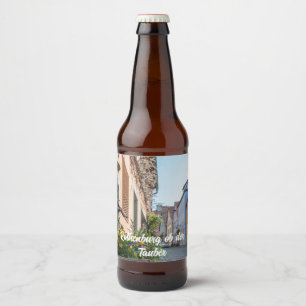 Colourful street in Rothenburg ob der Tauber Beer Bottle Label