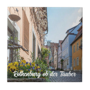 Colourful street in Rothenburg ob der Tauber Ceramic Tile