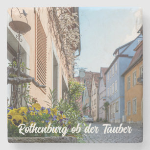 Colourful street in Rothenburg ob der Tauber Stone Coaster