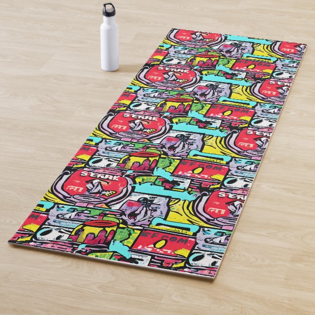 Colourful Street Pop Art Yoga Mat (In Situ)