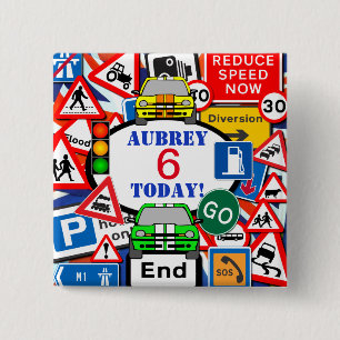 Colourful Street Signs Custom Kid's Age 15 Cm Square Badge