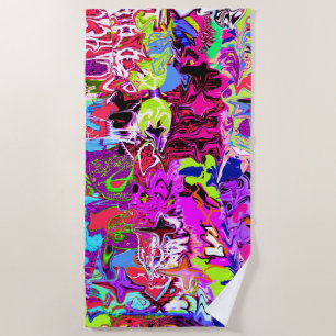 Colourful street style graffiti beach towel
