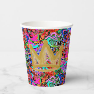Colourful street style graffiti with crown paper cups