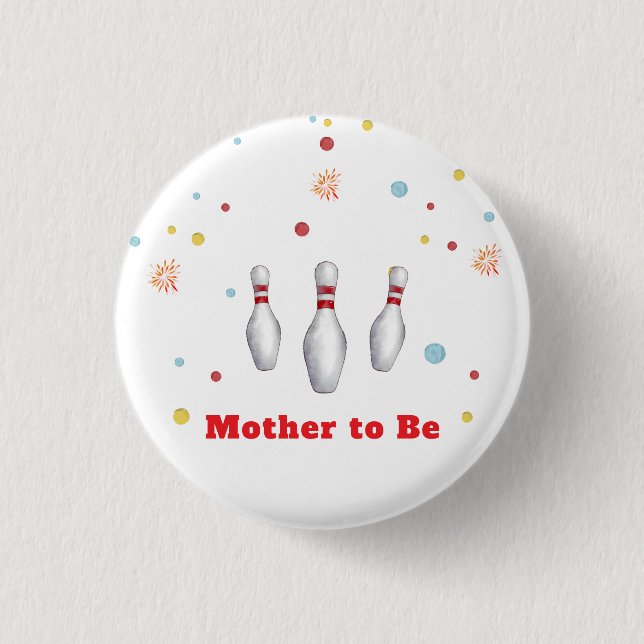Colourful Strike Up Bowling Sport Baby Shower 3 Cm Round Badge (Front)