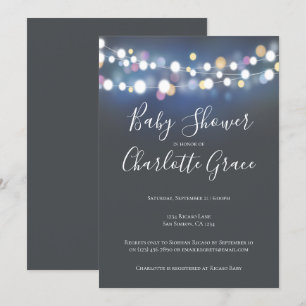 Colourful String Lights Baby Shower (unisex) Invitation