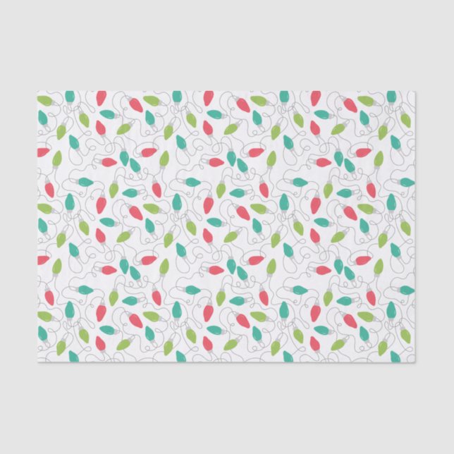 Colourful String Lights Christmas Tissue Paper (Front)