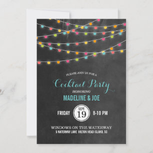 Colourful String Lights Cocktail Party Invitation