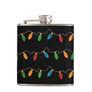 Colourful String of Christmas Lights Hip Flask