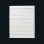 Colourful Strings Acoustic Guitar Music Sheet Notepad<br><div class="desc">Classical acoustic guitar music sheets notepad includes sheets that coordinate with nylon rainbow coloured guitar strings. Traditional blank music sheet includes 7 lines for guitar with standard guitar string names listed and space on top for the song title. Colourful strings design includes violet purple, lime green, black, blue, yellow, and...</div>