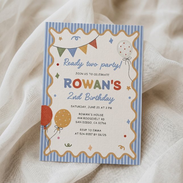 Colourful Stripe 2nd Fun Birthday Invitation (Creator Uploaded)