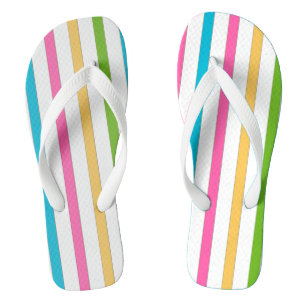 Colourful Stripe Beach Pair of Flip Flops