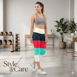 Colourful Stripe Capri Leggings Trendy Activewear