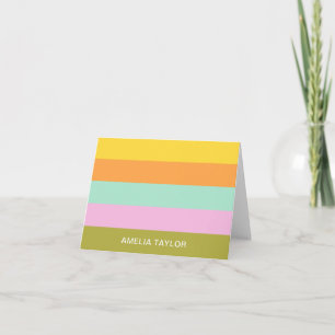 Colourful Stripe Colour Block Personalised Name Thank You Card