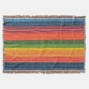 Colourful Stripe Faux Denim Texture Throw Blanket