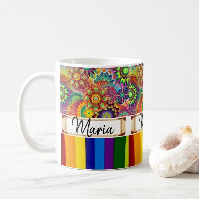 Colourful Stripe Mug (With Donut)