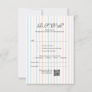 Colourful Stripe QR Code Wedding RSVP Card
