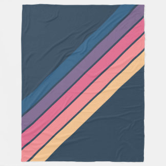 Colourful Striped 70s 80s Classic Retro Stripes Fleece Blanket