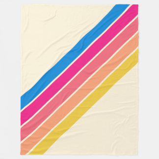 Colourful Striped 70s 80s Classic Retro Stripes Fleece Blanket