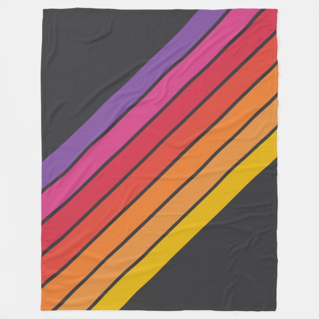 Colourful Striped 70s 80s Classic Retro Stripes Fleece Blanket (Front)