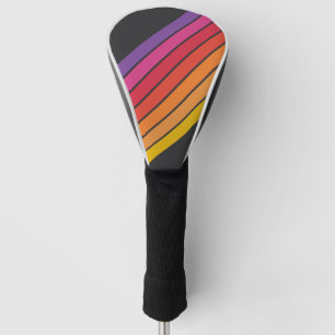 Colourful Striped 70s 80s Classic Retro Stripes Golf Head Cover