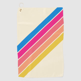 Colourful Striped 70s 80s Classic Retro Stripes Golf Towel