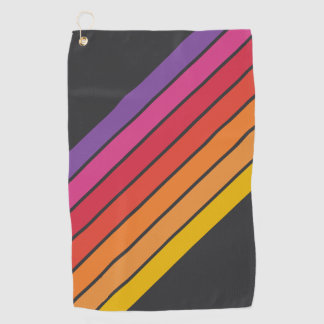 Colourful Striped 70s 80s Classic Retro Stripes Golf Towel