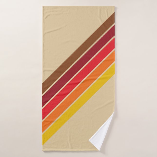 Colourful Striped 70s 80s Retro Racing Stripes Bath Towel (Bath Towel)