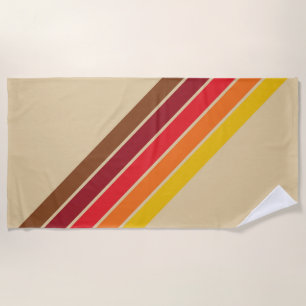 Colourful Striped 70s 80s Retro Racing Stripes Beach Towel