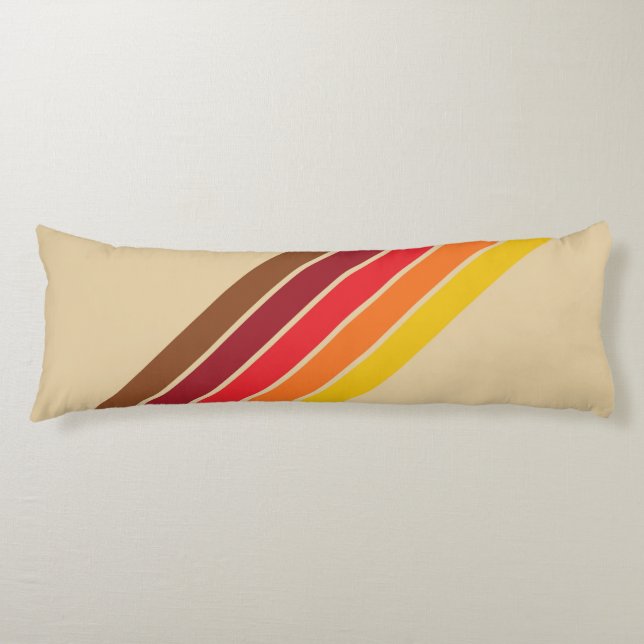 Colourful Striped 70s 80s Retro Racing Stripes Body Cushion (Front)