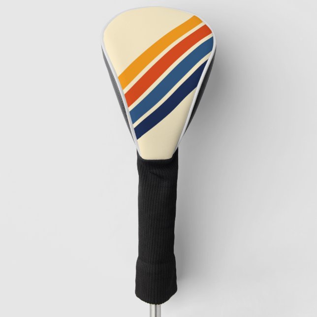 Colourful Striped 70s 80s Retro Racing Stripes Golf Head Cover (Front)