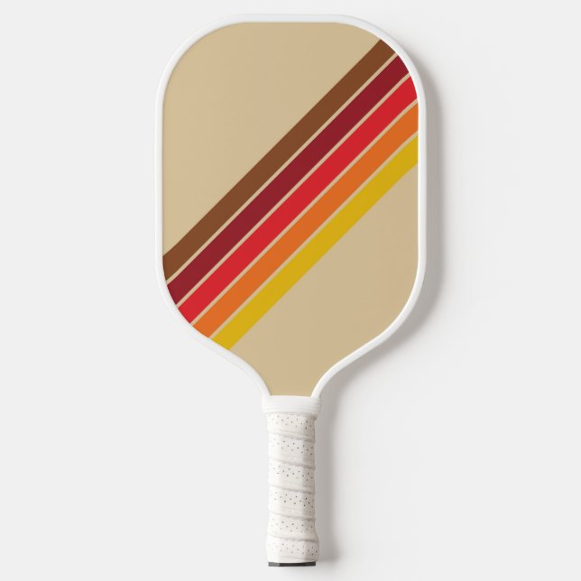 Colourful Striped 70s 80s Retro Racing Stripes Pickleball Paddle (Front)